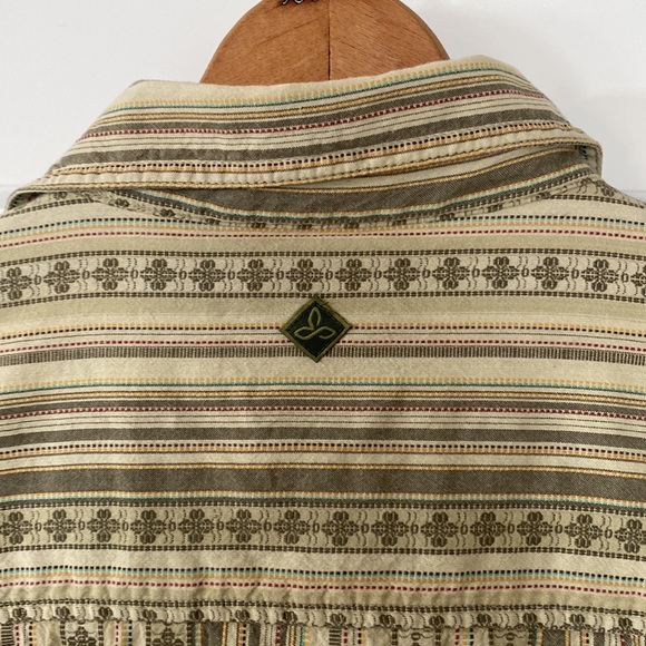 Prana Breathe Organic Cotton Striped, Embroidered Shirt w Pocket + MEASUREMENTS - Picture 9 of 11